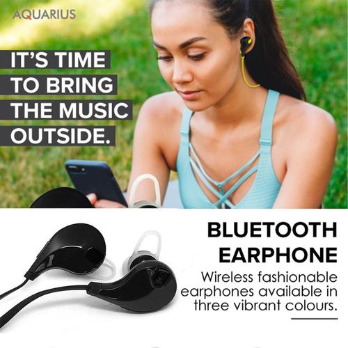 Aquarius Wireless 200mAh Bluetooth Stereo Earphones- Black