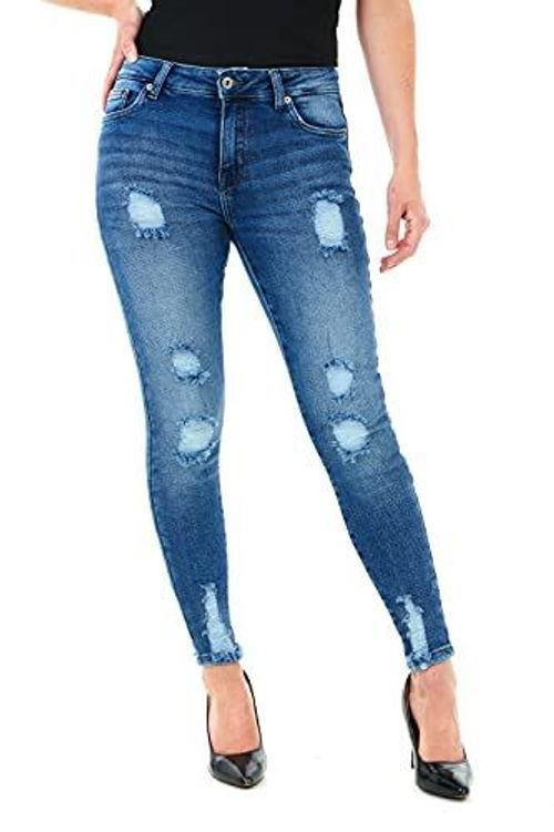 MULTI RIP SKINNY DARK BLUE WASH 29