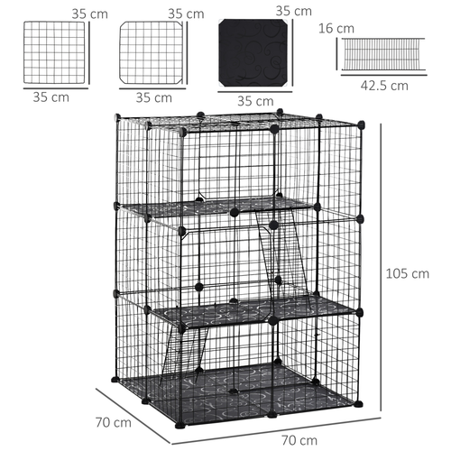 Pet Playpen DIY Small Animal Cage w/ Doors Ramps for Kitten Bunny Chinchilla