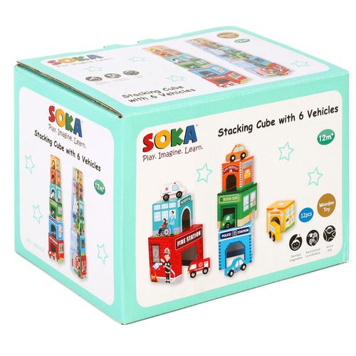 SOKA Stacking Cube with 6 Vehicles 0000464