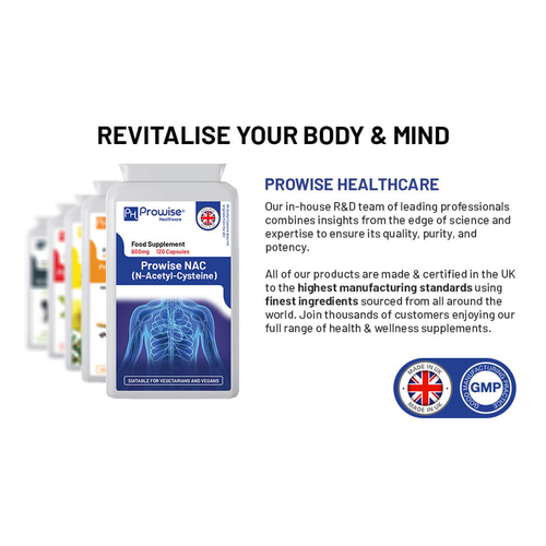 NAC N-Acetyl- Cysteine 600mg 120 Vegan Capsules – UK Manufactured by Prowise