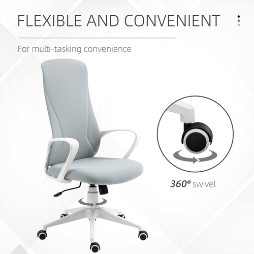 Vinsetto High-Back Home Office Chair Height Adjustable Elastic Desk Chair Grey
