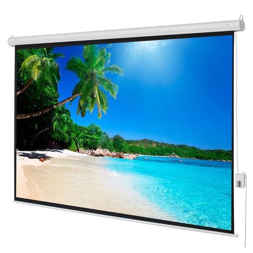 100" 4:3 80" x 60" Viewing Area Motorized Projector Screen with Remote Control Matte White