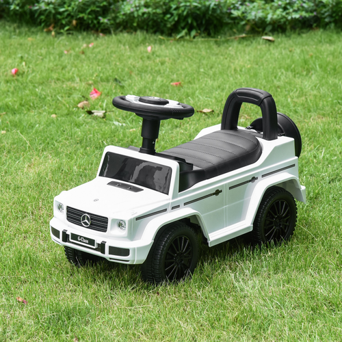 HOMCOM Benz G350 Kids Ride on Sliding Car w/ Under Seat Storage No Power White