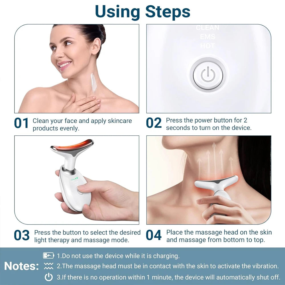 Neck Face Massager Skin Care Facial Massage Device with 3 Color Modes for Skin Rejuvenation Face Sculpting Tool for Double Chin