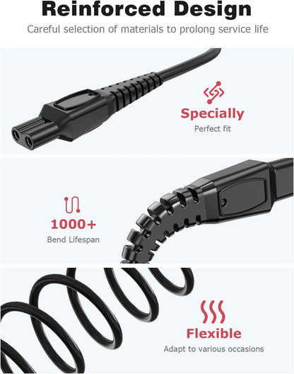 15V USB Charger Compatible with Philips Shaver HQ8505 2 Pack,  Charging Cable Compatible with Philips Norelco Series 3000, 5000, 7000, 9000, One Blade QP6651 QP6650 QP6520 QP6510