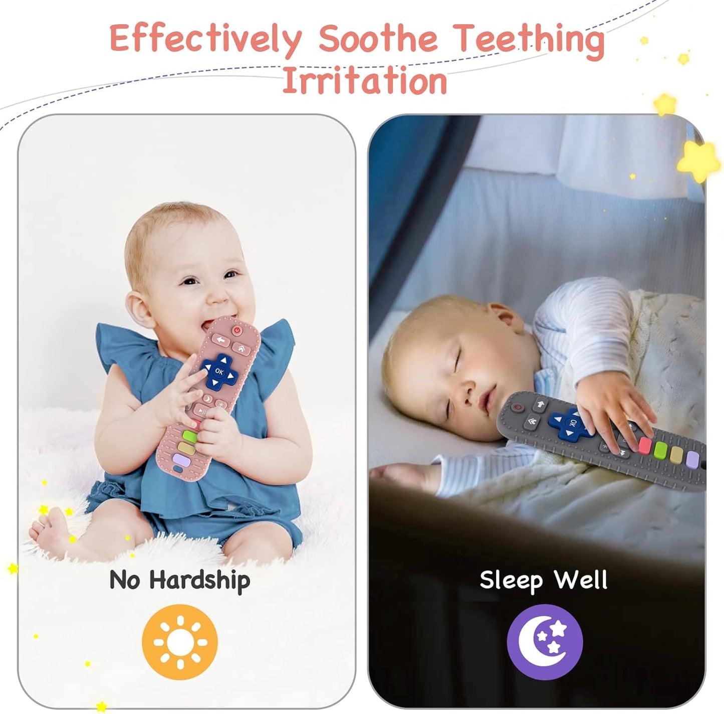 2 Pack Silicone Teething Toys for Babies 0-6 Months, Teethers for Babies 6-12 Months, Remote Teether for Baby, Sensory Toys for Babies, Baby Chew Toys, Toddler Infant Newborn Baby Girl Boy