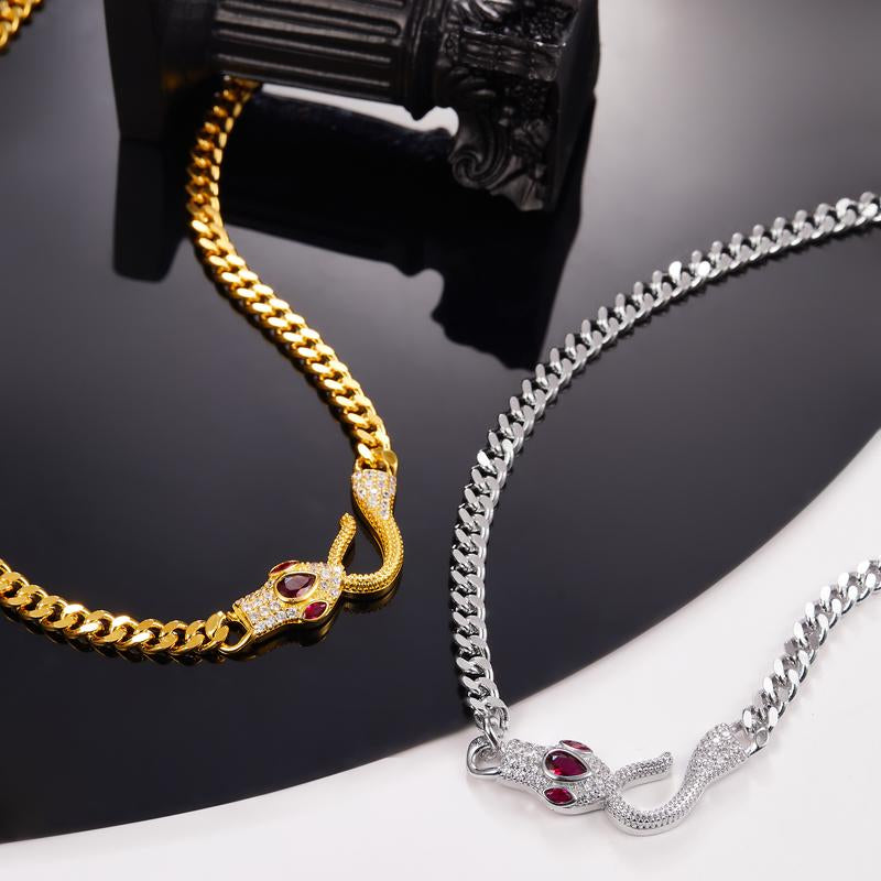 （Xy006）Snake-Shaped Zirconia Necklace