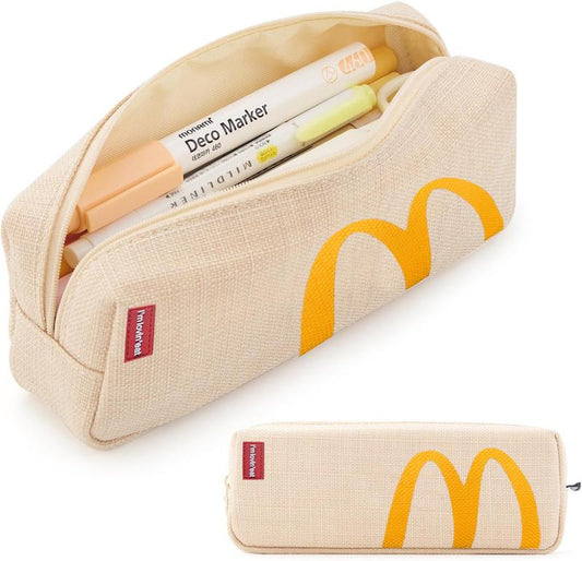 Mcdonald'S Pencil Case, Student Pencil Bag, Coin Purse Cosmetic Bag Office Stationery Storage Bag Suitable for Teenagers School - Beige