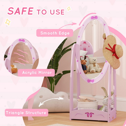 Adorable 360-Degree Rotatable Mirror with Storage for Children's Room