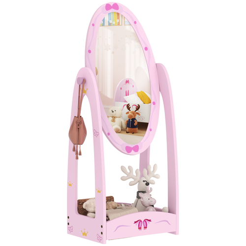 Adorable 360-Degree Rotatable Mirror with Storage for Children's Room