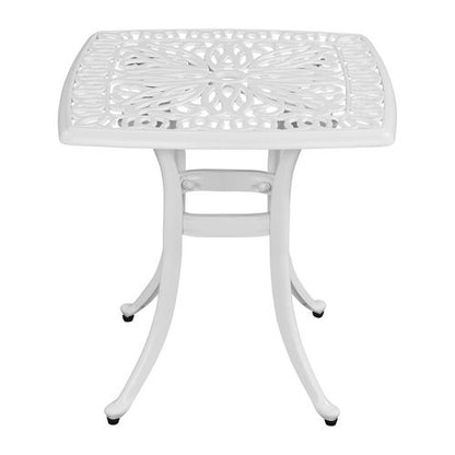 Outdoorr Cast Aluminum Square Table, End Table Side Table for Paio Backyard Pool, Cast Aluminum Cocktail Table, Outdoor Bar Table, White