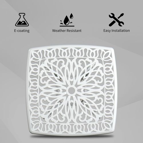 Outdoorr Cast Aluminum Square Table, End Table Side Table for Paio Backyard Pool, Cast Aluminum Cocktail Table, Outdoor Bar Table, White
