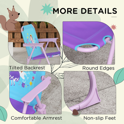 Outsunny Kids Bistro Table and Chair Set with Fairy Theme, Adjustable Parasol
