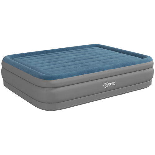 Outsunny Queen Inflatable Mattress with Electric Pump, 203 x 152 x 46cm