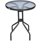 60 70H cm Round Metal Table, Tempered Glass-Black