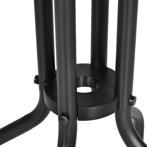 60 70H cm Round Metal Table, Tempered Glass-Black