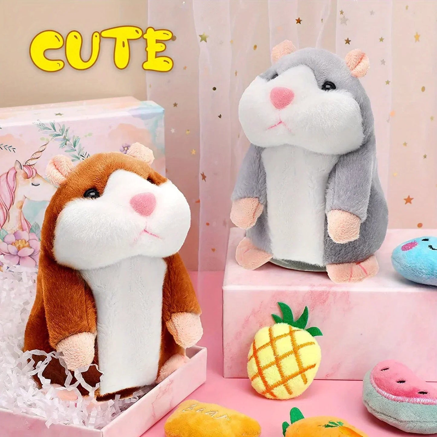 New 15Cm Cute Talking Hamster Talking Sound Recording Repeatable Stuffed Animal Recordable Hamster Doll Gifts