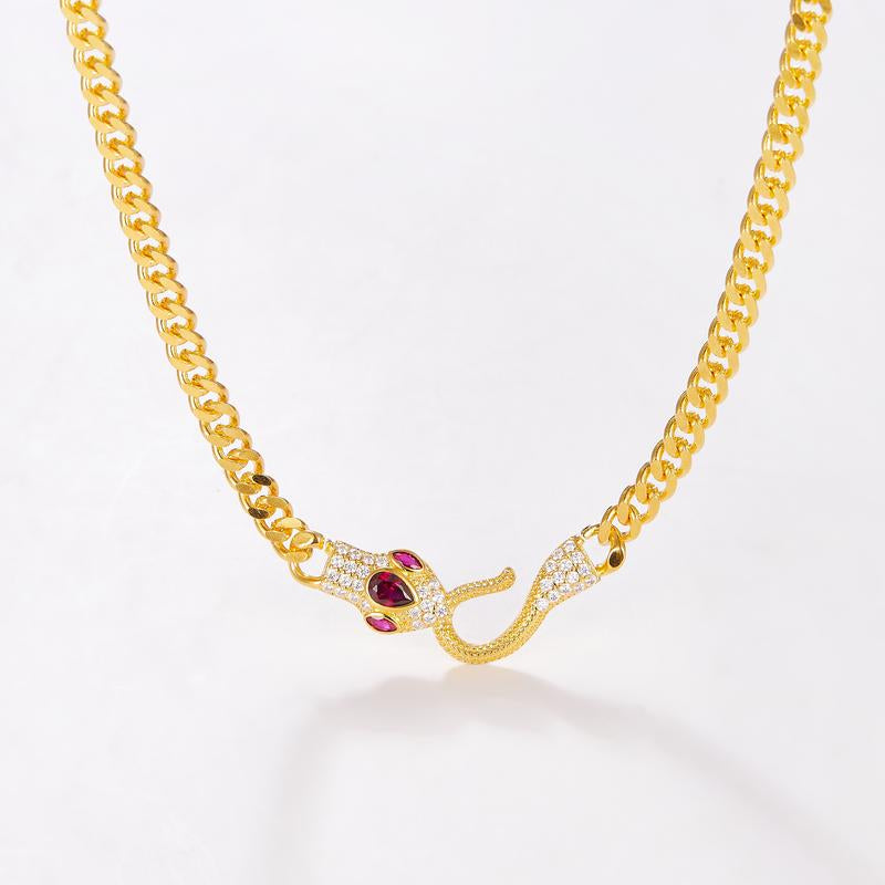 （Xy006）Snake-Shaped Zirconia Necklace