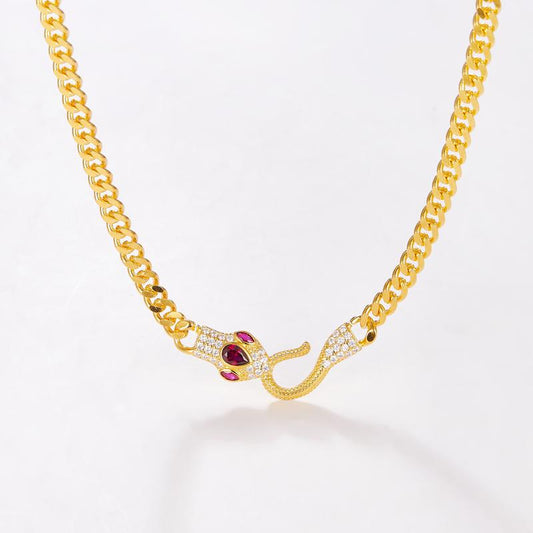 （Xy006）Snake-Shaped Zirconia Necklace