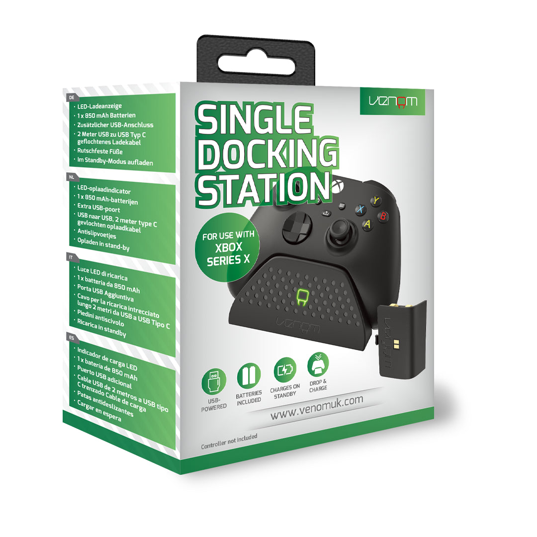 Venom Xbox Controller Charging Dock with Rechargeable Battery Pack - Black