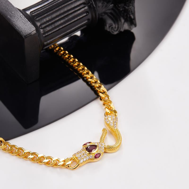 （Xy006）Snake-Shaped Zirconia Necklace