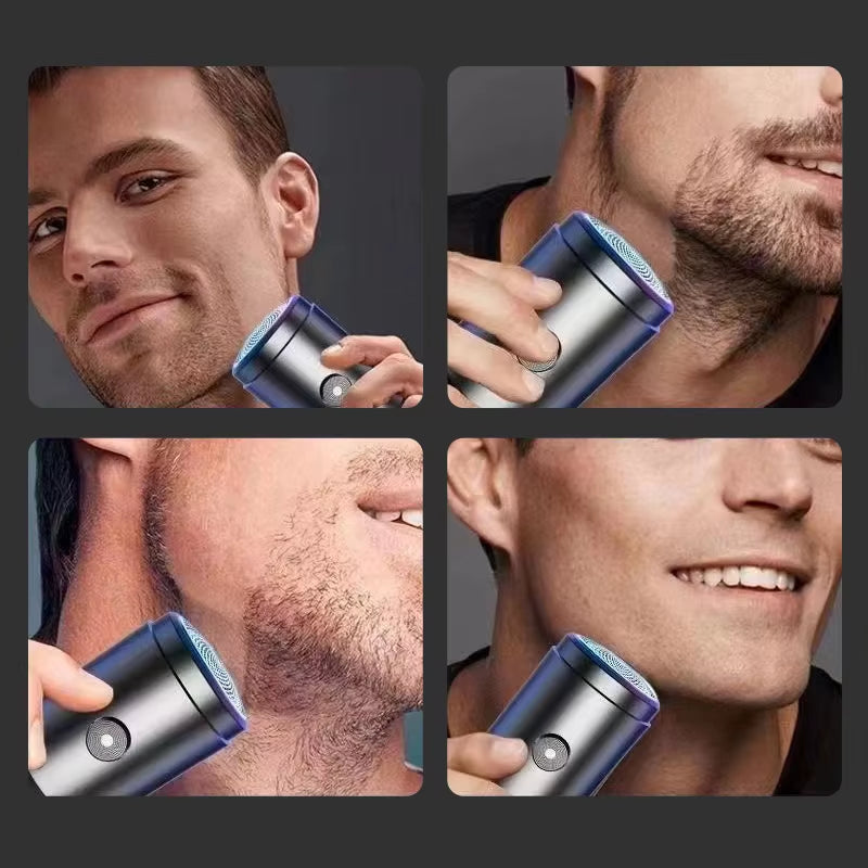 Mini Men Electric Shaver Vehicle Business Trips Beard Trimmer USB Rechargeable Shaver Typec Charging Facial Cleaning Tool