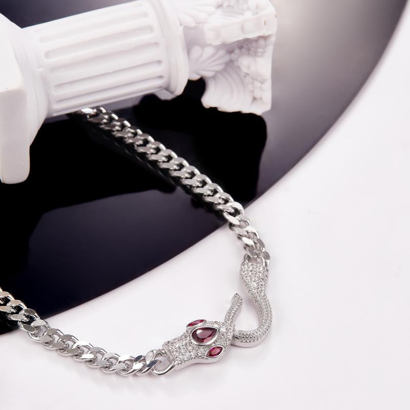 （Xy006）Snake-Shaped Zirconia Necklace