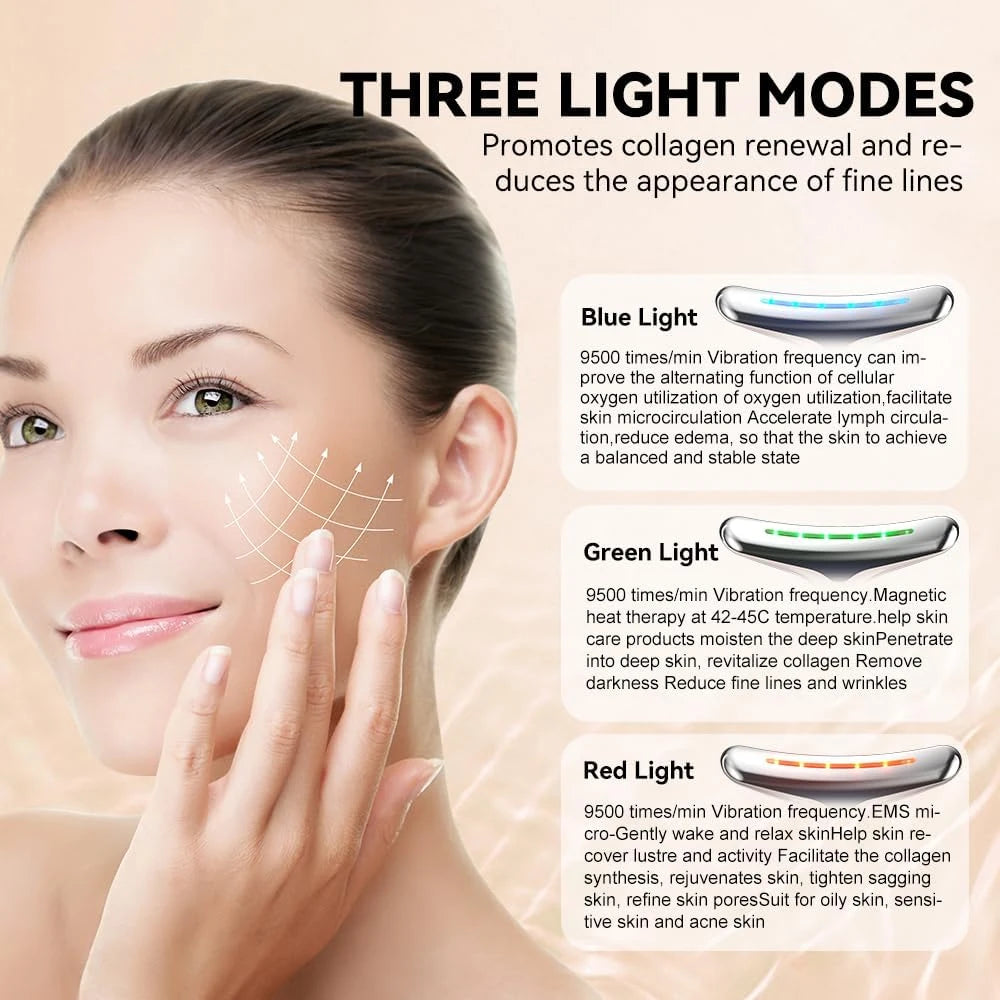 Neck Face Massager Skin Care Facial Massage Device with 3 Color Modes for Skin Rejuvenation Face Sculpting Tool for Double Chin