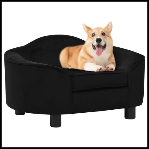 vidaXL Dog Sofa Black 67x47x36 cm Plush