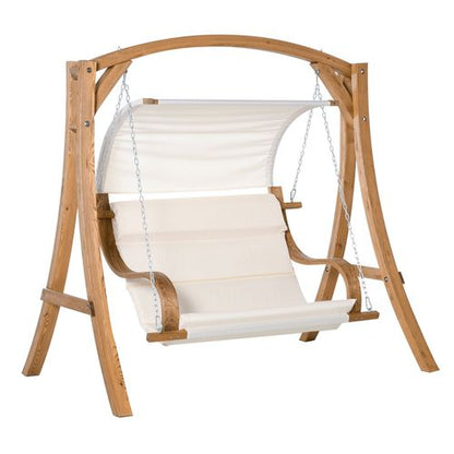 Wooden Porch Swing Chair A-Frame Wood Log Swing Bench Chair