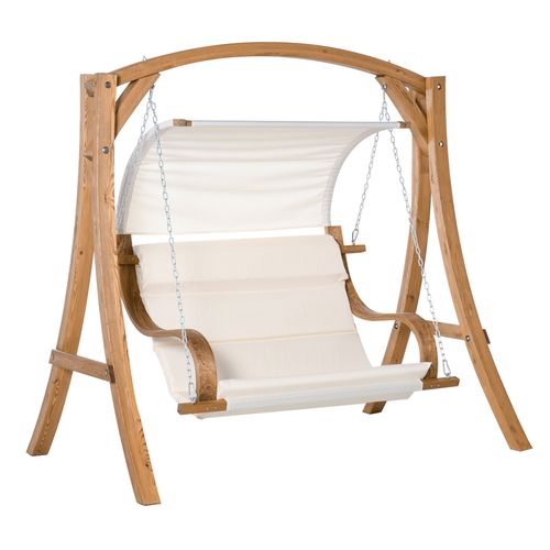 Wooden Porch Swing Chair A-Frame Wood Log Swing Bench Chair