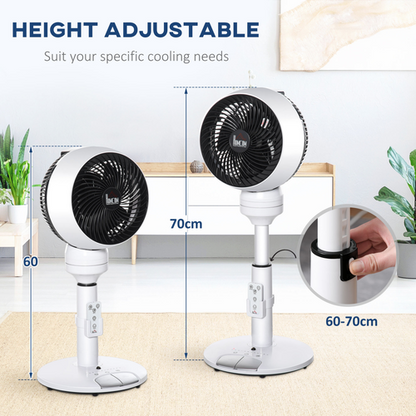 Air Circulator Fan 3 Speed 3 Mode, Oscillation Tilt, Height Adjust Black/White
