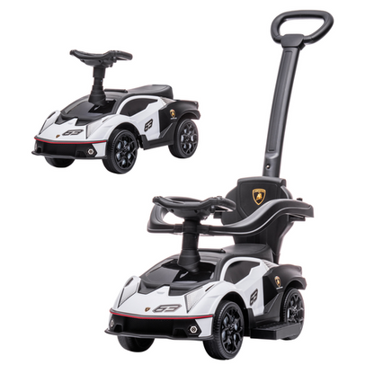Lamborghini 2 in 1 Baby Ride on Push Car Toddler Push Along Car, White