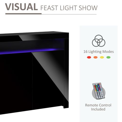 High Gloss LED Cabinet Cupboard Sideboard Console with RGB Lighting Black