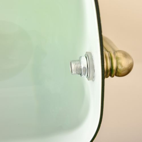 Banker's Table Lamp Desk Lamp w/Antique Bronze Base, Glass Shade and Pull Rope