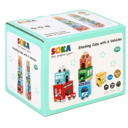 SOKA Stacking Cube with 6 Vehicles 0000464