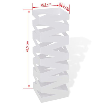 White Square Umbrella Stand Storage Holder Walking Stick Steel 48.5 cm