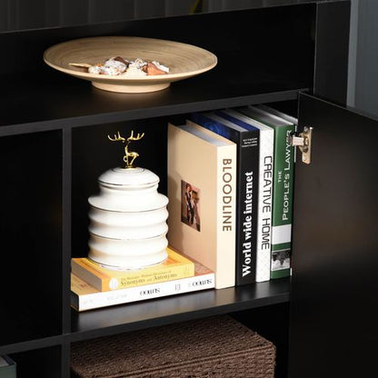 High Gloss LED Cabinet Cupboard Sideboard Console with RGB Lighting Black