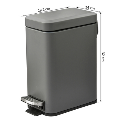 5L Steel Step Trash Can with Quiet-Closed Lid, Silent and Gentle Open,