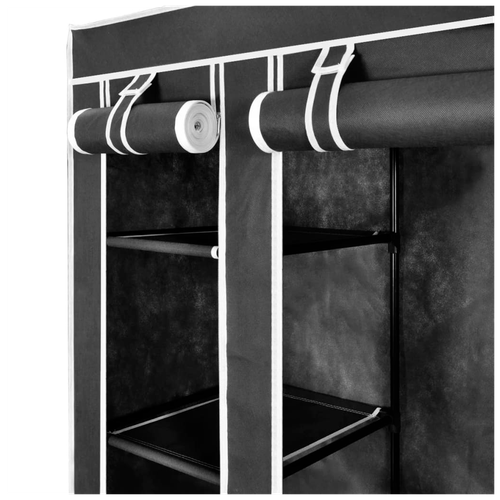 vidaXL Fabric Wardrobe with Compartments and Rods 45x150x176 cm Black