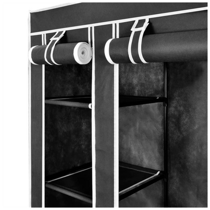 vidaXL Fabric Wardrobe with Compartments and Rods 45x150x176 cm Black