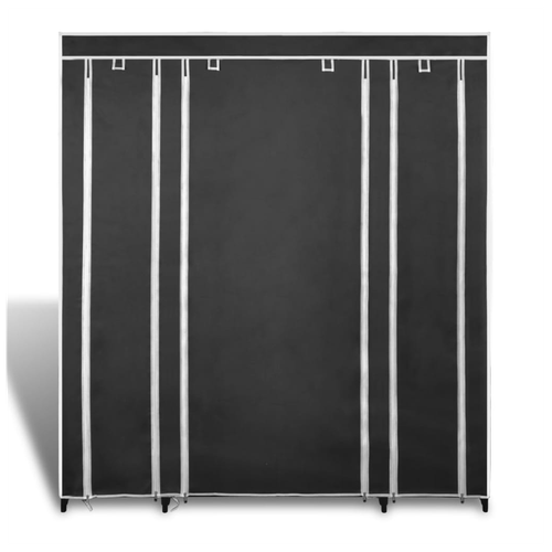vidaXL Fabric Wardrobe with Compartments and Rods 45x150x176 cm Black