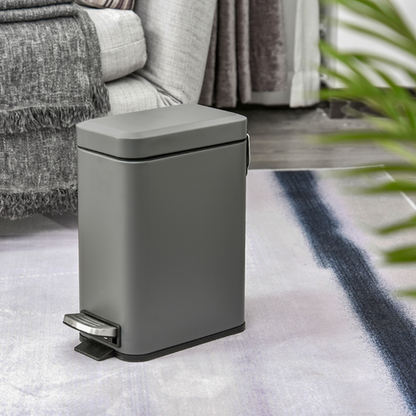 5L Steel Step Trash Can with Quiet-Closed Lid, Silent and Gentle Open,