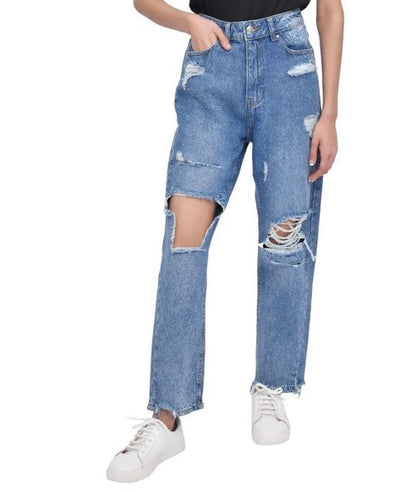TORN HEM RIP MOM MID WASH 8