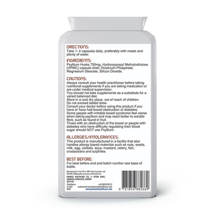 Psyllium Husks 750mg x 90 Capsules by Prowise Healthcare