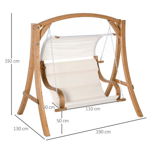 Wooden Porch Swing Chair A-Frame Wood Log Swing Bench Chair