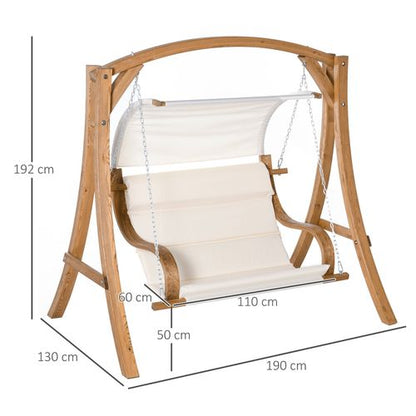 Wooden Porch Swing Chair A-Frame Wood Log Swing Bench Chair
