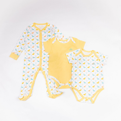 Little Ducks Baby Grow & 2 Piece Vest Set