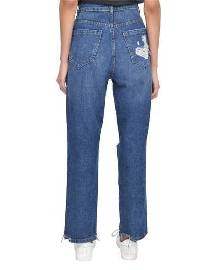 TORN HEM RIP MOM DARK WASH 10